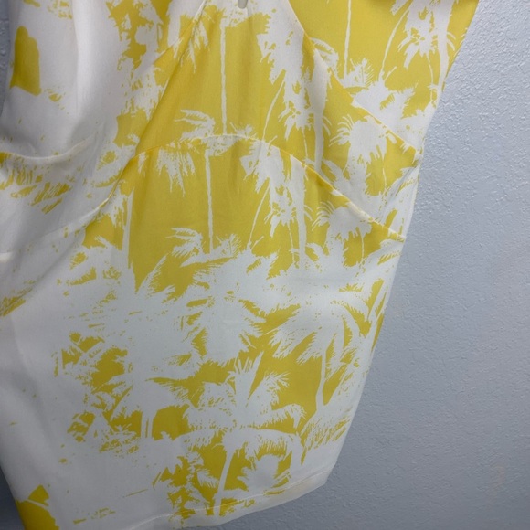 Zara Collection W/B Shift Keyhole Mini Dress White/ Yellow Palm Tree size Medium - Picture 4 of 8